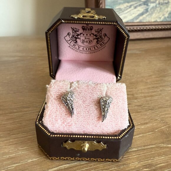 Juicy Couture Jewelry - Juicy Couture Silver Pave Wing Stud Earrings NWT